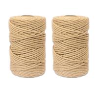Jute Twine String, 2pcs Natural Jute Garden Rope, 2mm Biodegradable Garden Twine 100M Natural Thin String Rope 2Ply Craft for DIY Crafts Gift Wrapping Bundling Crafts Decoration(Brown)