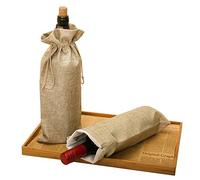 Jute Wine Bottle Bags with Drawstring, 10pcs 35.5cm x 16cm Brown Fabric Wine Gift Cover for Christmas Festival Party