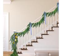Jutom 1 Pcs Christmas Garlands Norfolk Pine Garland Artificial Faux Greenery Garland for Holiday Indoor Mantle Decor (18 Feet)