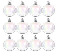 Jutom 12 Pcs Christmas Iridescent Ornaments Ball Clear Plastic Bubbles Cauldron Halloween Hanging Ornament Balls Bulk Wedding Decorative Rainbow Hanging Craft for DIY Witch Magic Pot (1.18 Inch)