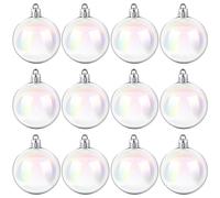 Jutom 24 Pcs Christmas Iridescent Ornaments Ball Clear Plastic Bubbles Cauldron Halloween Hanging Ornament Balls Bulk Wedding Decorative Rainbow Hanging Craft for DIY Witch Magic Pot (1.18 Inch)