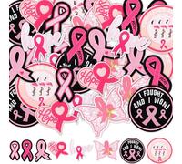Jutom 48 Pcs Breast Cancer Awareness Iron on Embroidered Patches Appliques Pink Ribbon Embroidery Needlecraft Sewing Projects Heart Hope Butterfly Sew on Cloth Flamingo Repair Patches for Clothes