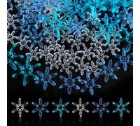 Jutom 600 Pcs Sunburst Beads Winter Clear Plastic Crystal Beads 25 Mm/ 18 Mm/ 12 mm Snowflake Designs for Wristband Necklace Jewelry Craft Making(Blue)