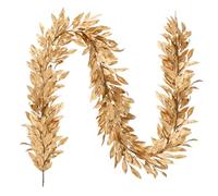 Jutom Christmas Artificial Bay Leaf Garland Decorative Bayleaf Garland for Christmas Fireplace Front Door Stairs Decoration Xmas Holiday Winter Engagement Birthday Wedding Supplies(Gold, 15ft)