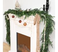 Jutom Christmas Deluxe Norfolk Pine Garlands Realistic Norfolk Pine Faux Greenery Garlands for Holiday Mantle Table Indoor Outdoor Wedding Christmas Decor(3 Pcs,9 Feet)