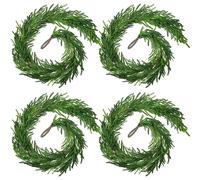 Jutom Christmas Real Touch Norfolk Pine Garland Artificial Pine Greenery Garlands Faux Christmas Norfolk Pine Garland for Christmas Holiday Seasonal Indoor Home Decor Mantle (4 Pcs,60 Inches)