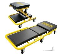 JUTOSGSKW 36 Inch 2-in-1 Folding Mechanics Car Creeper & Seat with 360° Swivel Wheels, 150kg Load Capacity, Soft Cushion Folding Car Repair Bed for Under Car Repair