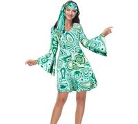jutrisujo 70s Disco Outfits for Women Disco Outfit Hippie Costume Plus Size 60s Disco Fancy Dress Abba Jumpsuit 60s Beatles Fashion Green XS
