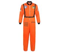 jutrisujo Astronaut Costume Adult for Men Cosplay Costumes Spaceman Jumpsuit Space Suit Halloween Orange XS