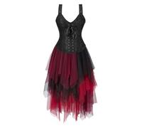 jutrisujo Black Women Corset Top with Dress Multi Layer Skirt Tulle with Straps Plus Size Lingerie Bustier Medieval Victorian Burlesque XS