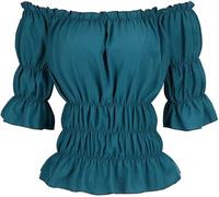 jutrisujo Blouses for Women UK Shirts Off The Shoulder Gothic Smocked Boho Short Sleeve Renaissance Plus Size Tops Medieval Pirate Green 6XL