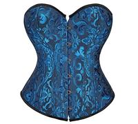 jutrisujo Blue Corset Top Plus Size Sexy Women Bustier Overbust Lace up Classic Basques Renissance Vintage S
