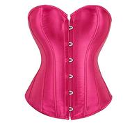 jutrisujo Corset Top Bustier Sexy Victorian Lace up Women Overbust Satin Plus Size Fashion Rose Red L