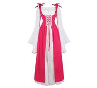 jutrisujo Medieval Dresses for Women Renaissance Costume Irish Over Deluxe Victorian Retro Cosplay Rose Red 2XL