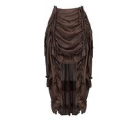 jutrisujo Skirt Women for Corset Victorian Steampunk Adjustable Ruffle Gothic Vintage Skirts Halloween Outfit Medieval Costume Brown 4XL