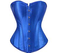 jutrisujo The Corset Top Bustier Princess Lace up Women Overbust Satin Plus Size Halloween Costume Blue 7XL