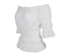 jutrisujo White Blouses for Women UK Off The Shoulder Renaissance Tops Medieval Pirate Shirt Gothic Smocked Boho Short Sleeve XL