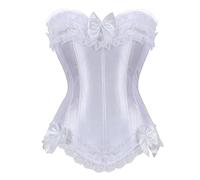 jutrisujo White Corset Top Bustier Lace up Plus Size Gothic Ladies Basques Halloween Women 7XL