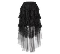 jutrisujo Women's Skirts Cake Tutu Cascading Long Asymmetric Pleated Tulle Elastic Waist Party Lace Ruffle Irregular Skirts Female Fashion Casual Elegant Black 7XL