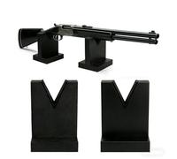 JUTSTJUKO Wood Gun Display Stands, V-shaped Top Rustic Wood Display Stands Rifle Rack Gun Rack for Smaller Rifles, Long Guns, Firearms, Weapons, Collectables, Displays, Shows, Exhibits (Black)