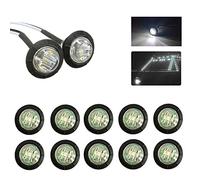 JUTTAUTO 10Pcs 3/4 Inch Round Trailer Side Marker Lights, 12V IP68 Waterproof Side Marker Indicators Lamps Bullet Clearance Lights for Car Truck Trailer Tractors (White)