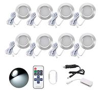 JUTTAUTO 12V LED Interior Spot Lights Remote Control Roof Spotlights Round Wall Lamps Ceiling Down Lights For Camper Van T4 T5 RV Caravan Boat Yacht (8 PCS)