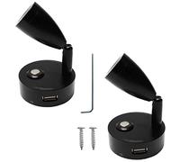 JUTTAUTO 12V LED Spot Reading Light with USB, ON/OFF Touch Dimmable Switch Camper Van Interior Lights Bedside Wall Lamps For Caravan Motorhome Boat (Black)