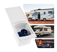 JUTTAUTO 16 Amp Caravan Hook Up Socket, 240V 3 Pin Mains Plug Outlet Waterproof with Cover for Motorhome Trailer RV Van Flush Fitting