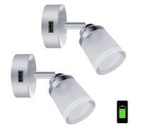 JUTTAUTO 2pcs 12V LED Reading Lights with USB Charging Port, 3W Warm White Touch Dimmable Wall Spot Lights, Caravan Interior Bedside Lamp for Boat Camper Van RV Cabin Truck T4 T5