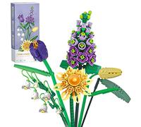 JUTTAUTO Flower Bouquet Building, Artificial Flowers for Adults | Home Décor, Idea Gift, Botanical Collection Not Compatible with Lego 534 Pcs (Violet/Great Mosterwort/Tulip/Convallariae)