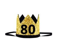 JUTTIRA 80th Birthday Crown Hat Gold Black Sequin Party Crown, Happy 80 Years Old Bday Decorations Eighty Cap Party Outfit Gifts Photo Booth Props Supplies Ideal Him Her Men Women Party Favors Decors