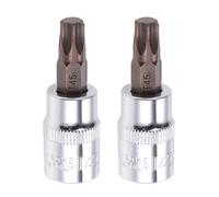 Juttzzei 2PCS Torx Bit Socket - 3/8" Drive, T45 Torx Bits, Premium S2 Alloy Steel, 48mm Length for Ratchet Wrench