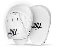 JUU Punching Mitts for Men, Women, & Kids, PU Leather Focus Mitts for Martial Arts & Boxing Training, Curved Punch Mitts for Karate, Kickboxing, Krav MAGA, Muay Thai & Taekwondo (White)