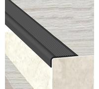 JUUBND Stair Nosing Edge Trim L-Shaped Stair Edge Protector, Width 4X1.5cm Stair Edging Rubber Strips, Step Edging Rubber Strips, Easy to Install-Black||1.5m