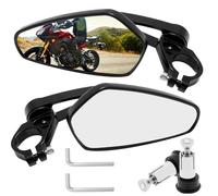 JUUDDENPARTS 1 Pair of Black Motorcycle Mirrors, Motorbike Bar End Mirrors Rearview Side Wing Mirrors, Convex Lens Surface Mirror Universal Fit 7/8" Handlebar
