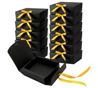 JUUDDENPARTS 12PCS Kraft Gift Boxes with Brown Ribbon, 16.5×16.5×5cm Size for Jewelry, Candles, Treats, Clean & Classic Design for Bridesmaid Proposals (Black)