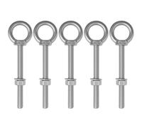JUUDDENPARTS 5PCS M10 x 100mm Threaded Eye Bolts, Stainless Steel Marine Grade Shoulder Lifting Rings, Suitable for Rigging and Securing Ropes and Cables