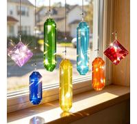 JUUDDENPARTS 7 PCS Blue Dreams Crystal Suncatchers, Rainbow Maker Ornaments for Indoor Windows, Outdoor Gardens, and Christmas Tree Decor (Colorful)