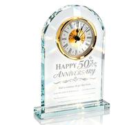 JUUDDENPARTS Crystal Desk Gold Clock, Romantic Anniversary Clock, Ideal as a 60th Anniversary Wedding Gift, Suitable for Couples, Parents and Grandparents (50th Anniversary)