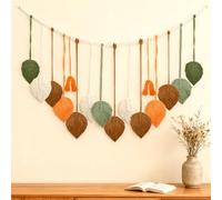 JUUDDENPARTS Macrame Leaf Wall Hanging, Large Handmade Tapestry Decor, Boho Chic Wall Art for Bedroom and Living Room (Multicolor, 47.2 x 29.5 Inch)