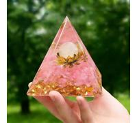 JUUDDENPARTS Pink Rose Pyramid, Quartz Stone Ornaments, Home Decorative Pieces, Suitable for Mindfulness Meditation and Spiritual Yoga, Dimensions 6 x 6 cm
