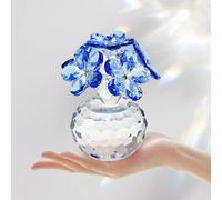 JUUDDENPARTS Valentine's Day Blue Crystal Forget-Me-Not Bouquet Figurine, Elegant Gifts for Girlfriend Women, Decorative Glass Ornaments for Home, Office, and Special Occasions