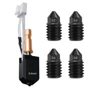 JUUPINE 3D Printer Upgraded Fast Heating Kobra S1 Extruder Ceramic Heating Tube Hot End Kit, Cobra S1 Combo Kit includes 4 hardened steel nozzles (0.2/0.4/0.6/0.8) and 2 silicone socks