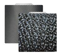 JUUPINE PET+PEO 3D Printer Build Plate Sheet for Artillery Genius/Pro/MK2/MK2A/Anet A8/Anet A6,Double Sided Carbon Fiber and Diamond Patterns 220x220mm, Flexible Spring Steel Hot Bed Platform Sheet