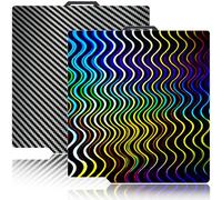 JUUPINE Upgraded Wave Line+Carbon Fiber PET Bambu Lab Build Plate for Bambu Lab X1/X1/X1E/P1P/P1S/A1,257X257mm Flexible Spring Steel Sheet Plate 3D Printer Platforms.