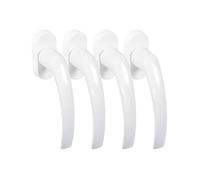JUVA Window Handle White | Pack of 4 | Patio Door Handle Aluminium on Oval Rosette | Tilt Grid Olive without Lock Cylinder | Balcony Door Handle for Windows and Patio Door | Door Handle Balcony Door