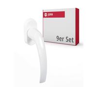 JUVA Window Handle White | Pack of 9 | Patio Door Handle Aluminium on Oval Rosette | Tilt Grid Olive without Lock Cylinder | Balcony Door Handle for Windows and Patio Door | Door Handle Balcony Door