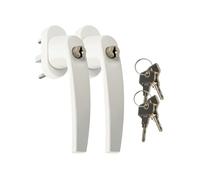 JUVA Window Handles, Lockable, White, Pack of 2, Child Safety Window, Tilt Grid Olive with Lock and Lock Cylinder, Burglary Protection Window Handle, Lockable Window Lock Children