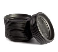Juvale 24 Pack Small Plastic Plant Saucers for Pots, 10 cm Drip Tray for Planter, Indoor, Outdoor Flowers (Black)