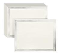 Juvale 50 Sheets Silver Foil Certificate Paper for Printing - Customizable Blank Cardstock with Border for Graduation Diploma, Achievement Awards, Recognition Documents (8.5 x 11 in, Ivory)